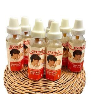 VTG 80s Evenflo Bottle Glass Nurser 8oz Includes Nipple New Box USA 1989 Lot 8